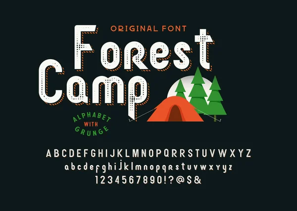Tipo Letra Alfabeto Originales Dibujados Mano Forest Camp Diseño Fuente — Vector de stock