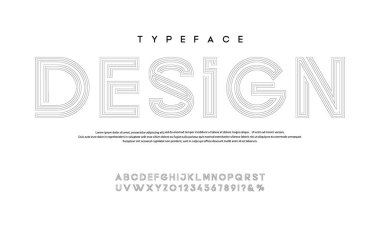 Modern soyut yazı tipi ve alfabenin vektörü