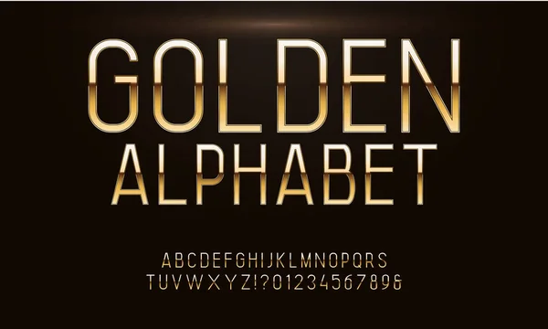 Vector Set Van Elite Gouden Alfabet Letters Cijfers Enkele Leestekens — Stockvector