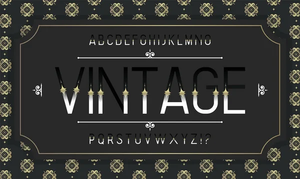 Fonte Decorativa Vintage Design Letras Estilo Retro Com Etiqueta Perfeito — Vetor de Stock