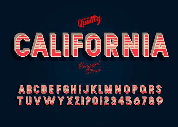 California Vintage Alphabet Tipo Letra Retro Ilustración Fuente Vectorial — Vector de stock