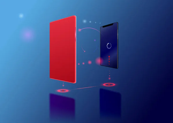 Illustration Vectorielle Avec Connexions Sans Fil Smartphones Concept Des Technologies — Image vectorielle