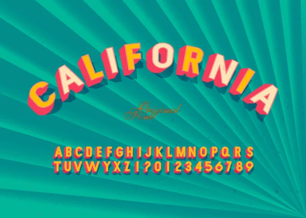 California Vintage Alphabet Tipo Letra Retro Ilustración Fuente Vectorial — Vector de stock