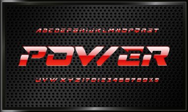 Sport Techno font alfabe harfleri. Eğri italik dinamik yazı tipi. Büyük harfler ve sayılar.