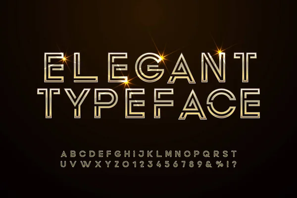 Elegante Goldene Schrift Und Alphabet Art Deco Stil — Stockvektor