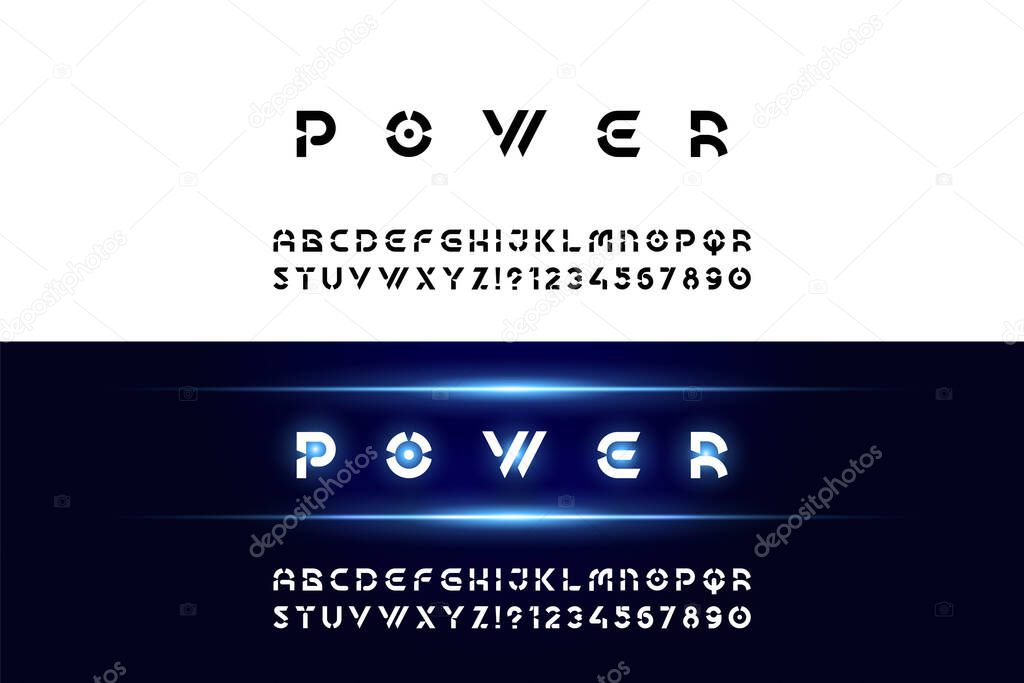 Exclusive Letters Typography regular font digital and sport concept. Vector illustration. Modern Design vector linear Extended Font for Title, Header, Lettering, Logo, Monogram.