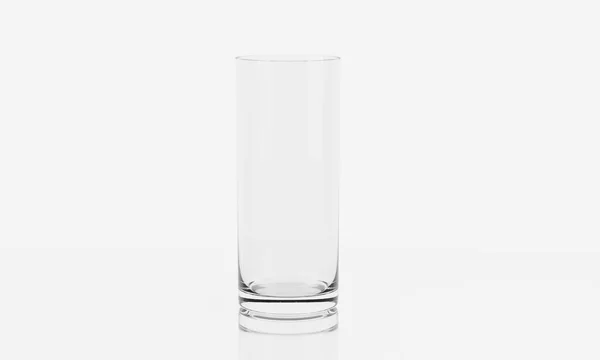 白色背景上的空杯子 有倒影 它清晰而纯洁 3D渲染 — 图库照片