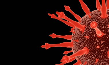 Coronavirus hastalığı COVID-19 enfeksiyon tıbbi illüstrasyon. Patojen solunum gribi covid virüs hücreleri. Coronavirus hastalığının yeni resmi adı COVID-19. 3B Hazırlama.