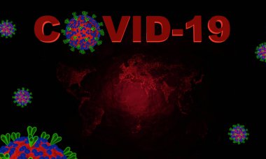 Coronavirus hastalığı COVID-19 enfeksiyon tıbbi illüstrasyon. Patojen solunum gribi covid virüs hücreleri. Coronavirus hastalığının yeni resmi adı COVID-19. 3B Hazırlama.