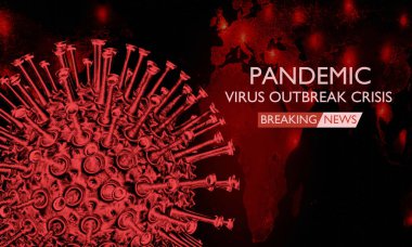 Coronavirus hastalığı COVID-19 enfeksiyon tıbbi illüstrasyon. Patojen solunum gribi covid virüs hücreleri. Coronavirus hastalığının yeni resmi adı COVID-19. 3B Hazırlama.
