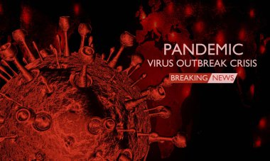 Coronavirus hastalığı COVID-19 enfeksiyon tıbbi illüstrasyon. Patojen solunum gribi covid virüs hücreleri. Coronavirus hastalığının yeni resmi adı COVID-19. 3B Hazırlama.