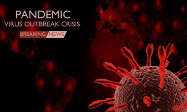 Coronavirus hastalığı COVID-19 enfeksiyon tıbbi illüstrasyon. Patojen solunum gribi covid virüs hücreleri. Coronavirus hastalığının yeni resmi adı COVID-19. 3B Hazırlama.