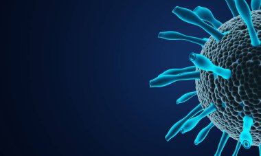 Coronavirus hastalığı COVID-19 enfeksiyon tıbbi illüstrasyon. Patojen solunum gribi covid virüs hücreleri. Coronavirus hastalığının yeni resmi adı COVID-19. 3B Hazırlama.
