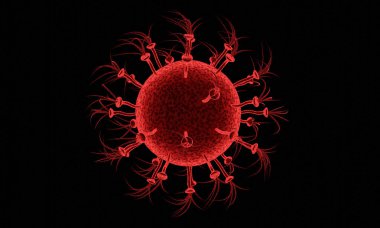 Coronavirus hastalığı COVID-19 enfeksiyon tıbbi illüstrasyon. Patojen solunum gribi covid virüs hücreleri. Coronavirus hastalığının yeni resmi adı COVID-19. 3B Hazırlama.