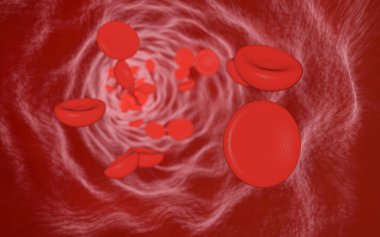 Red blood cells moving in blood vessel . 3D rendering. use for background and wallpaper clipart