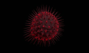 Uzun antenli küresel şekilli soyut bakteri ya da virüs hücresi. Corona virüsü. Coronavirus hastalığının yeni resmi adı COVID-19. Üç boyutlu görüntüleme. Salgın ya da virüs enfeksiyonu kavramı - 3B Hazırlama.