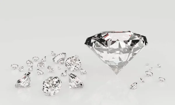 바탕에 다이아몬드 표면에 반사되어 렌더링 — 스톡 사진
