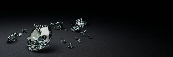 Rendu Nombreux Diamants Taille Sur Surface Gris Foncé — Photo