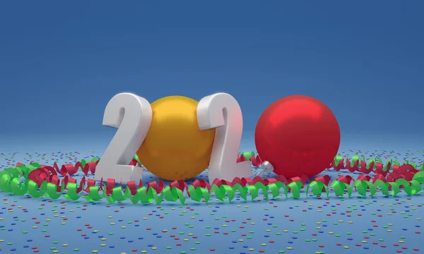 3D Rendering of 2020 Text for the new year start. Happy New Year and Merry Christmas concept for celebration