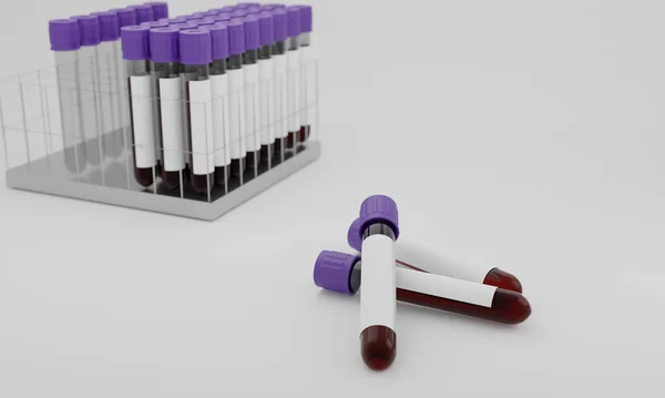 Тестовые Трубки Кровью Пустой Этикеткой Изолированы Белом Фоне Концепция Тестирования — стоковое фото