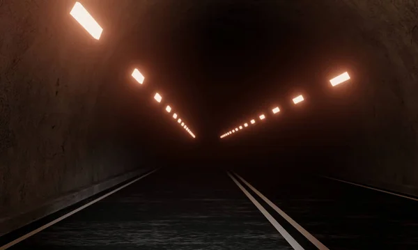 Дорога Старый Туннель Бетонной Стеной Темным Концом Туннеля Рендеринг — стоковое фото
