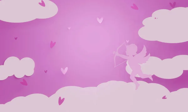 Abstract Background Design Cupid Flies Sky Pink Background Valentine Day — Stock Photo, Image