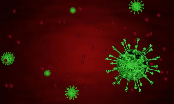 Coronavirus hastalığı COVID-19 enfeksiyon tıbbi illüstrasyon. Patojen solunum gribi covid virüs hücreleri. Coronavirus hastalığının yeni resmi adı COVID-19. 3B Hazırlama.