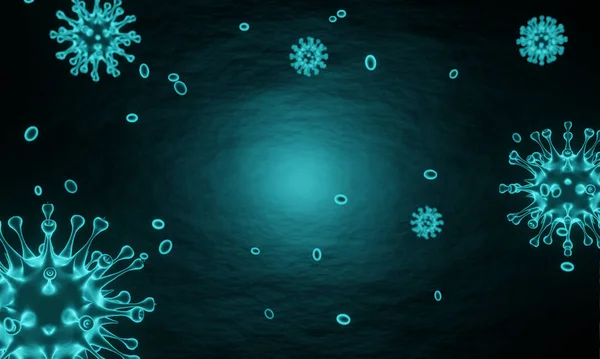 Coronavirus hastalığı COVID-19 enfeksiyon tıbbi illüstrasyon. Patojen solunum gribi covid virüs hücreleri. Coronavirus hastalığının yeni resmi adı COVID-19. 3B Hazırlama.