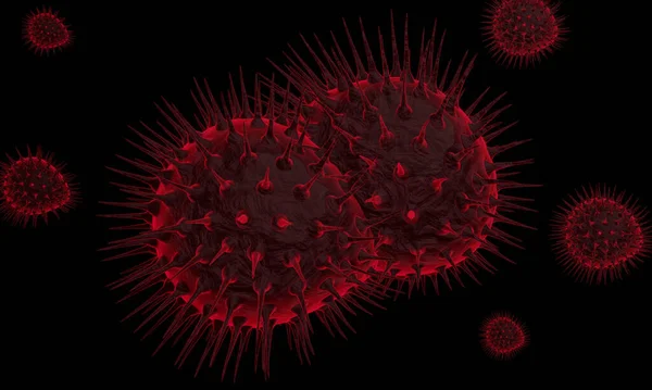 Batteri Astratti Cellule Virali Forma Sferica Con Lunghe Antenne Virus — Foto Stock