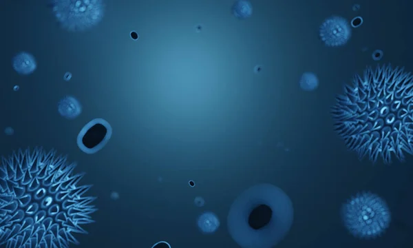 Abstrakta Bakterier Eller Virusceller Sfärisk Form Med Långa Antenner Coronavirus — Stockfoto