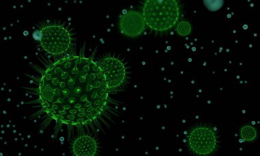 Coronavirus 2019-nCov romanı Coronavirus hücre kavramı. Tehlikeli grip salgını vakaları. Mikroskop virüsü yaklaşıyor. 3d oluşturma. 