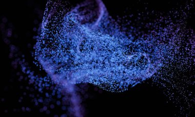 3B duvar kağıdı oluşturma için soyut mor ve mavi simli parçacıklar arka plan kullanımı.