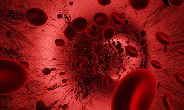Glóbulos Vermelhos Uma Artéria Vaso Sanguíneo Fluxo Dentro Corpo Cuidados — Fotografia de Stock