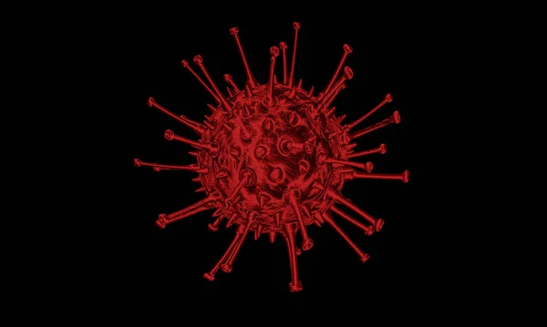 Abstract bacteria or virus cell in spherical shape with long antennas. Corona virus, crisis concept. Pandemic or virus infection concept - 3D Rendering.