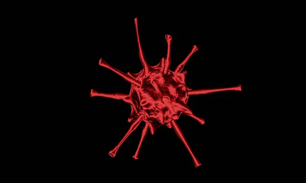Covid 19病毒Ncov概念 带有长触角的球形细菌或病毒细胞 电晕病毒危机的概念 大流行或病毒感染概念 3D渲染 — 图库照片