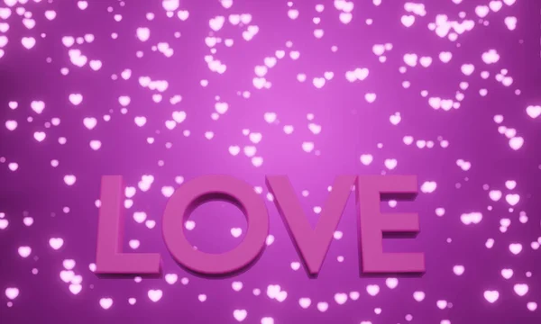 Pink letters of Love isolated on pink background for Happy Valentine\'s Day celebration in 3d rendering.