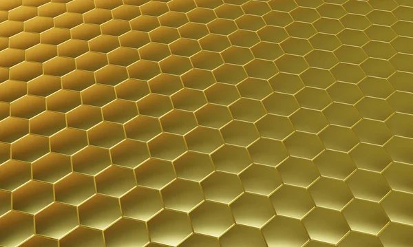 Fondo Hexagonal Dorado Abstracto Concepto Tecnología Futurista Ilustración Renderizado Patrón — Foto de Stock
