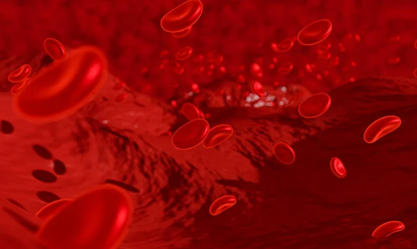 Glóbulos Vermelhos Movem Vasos Sanguíneos Para Estilo Paisagem Terrestre Renderização — Fotografia de Stock