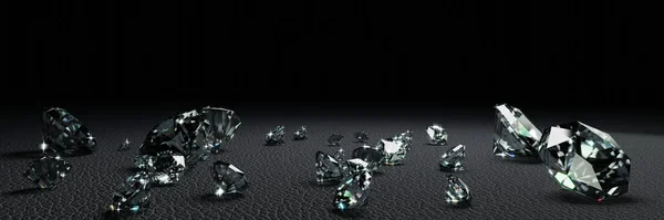 Rendu Nombreux Diamants Taille Sur Surface Gris Foncé — Photo