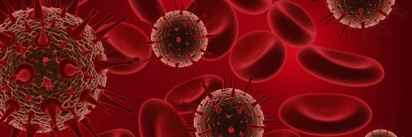 Coronavirus hastalığı COVID-19 enfeksiyon tıbbi illüstrasyon. Patojen solunum gribi covid virüs hücreleri. Coronavirus hastalığının yeni resmi adı COVID-19. 3B Hazırlama.