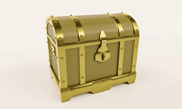 Empty Golden Vintage Treasure Chest Isolated White Background Wallpaper Render — Stock Photo, Image