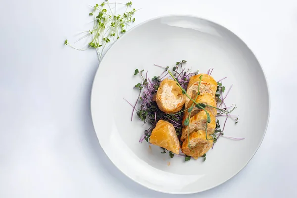 minimalism in the food photo. White plates on a white background