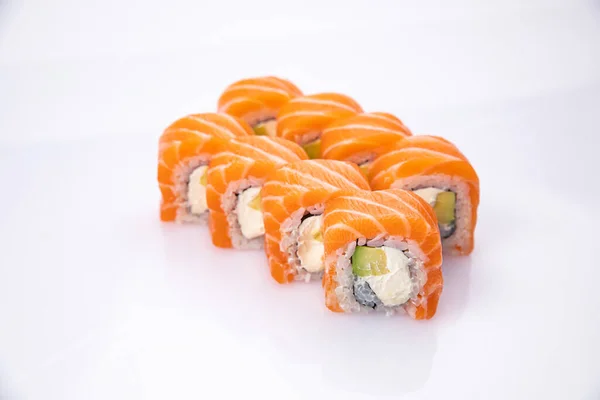 Conjunto Japonés Rollos Salmón — Foto de Stock