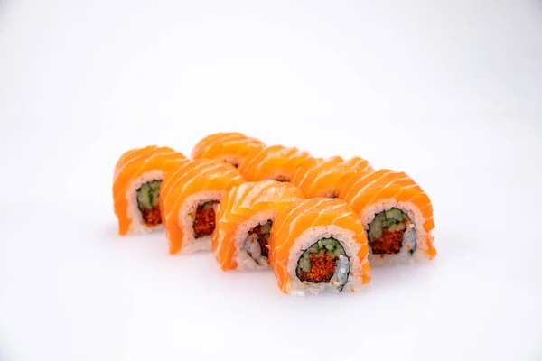 Conjunto Japonés Rollos Salmón — Foto de Stock