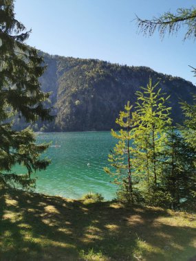 Doğal park alanı. Avusturya. Ziller Vadisindeki Achensee Gölü.