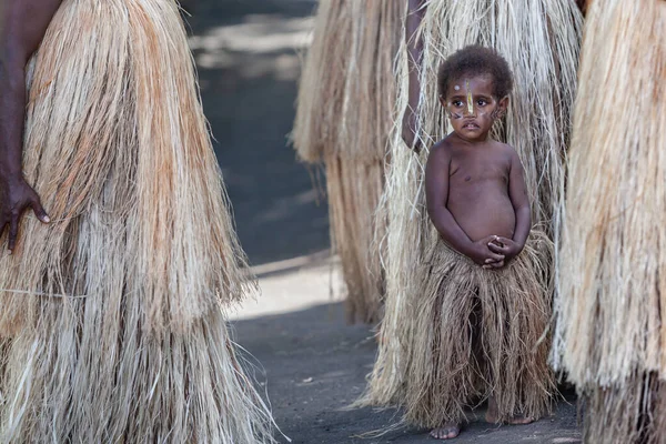 Insel Tanna Stammeskind Aus Vanuatu Traditioneller Kleidung Kava Zeremonie — Stockfoto