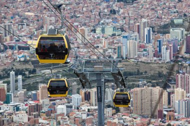 La Paz, Bolivya: Bolivya başkentindeki La Paz teleferik gökdelenlerinin sarı kulübesi