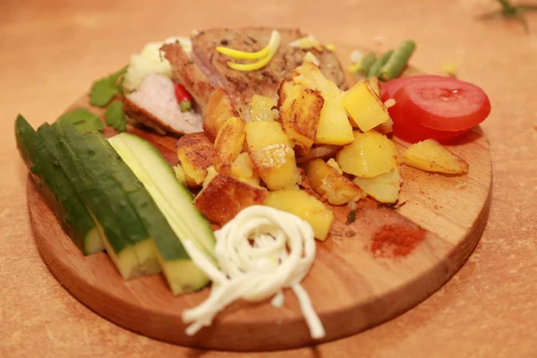 Delicioso Jantar Bife Porco — Fotografia de Stock