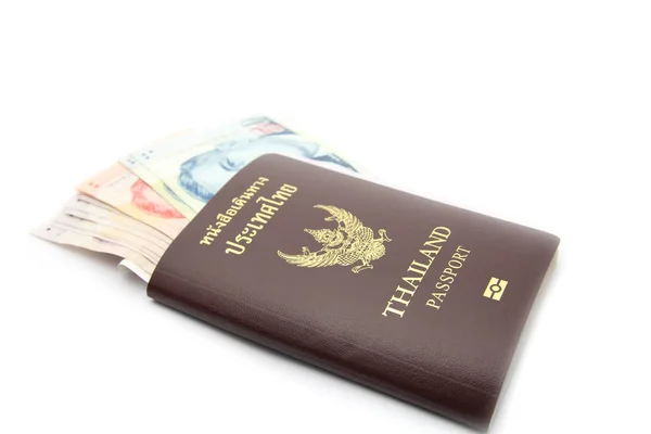 Tailandia pasaporte con dinero dentro del pasaporte — Foto de Stock