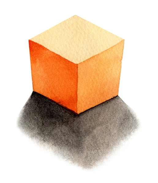 Cubo Naranja Luz Parte Posterior Formas Geométricas Básicas Con Luz — Foto de Stock
